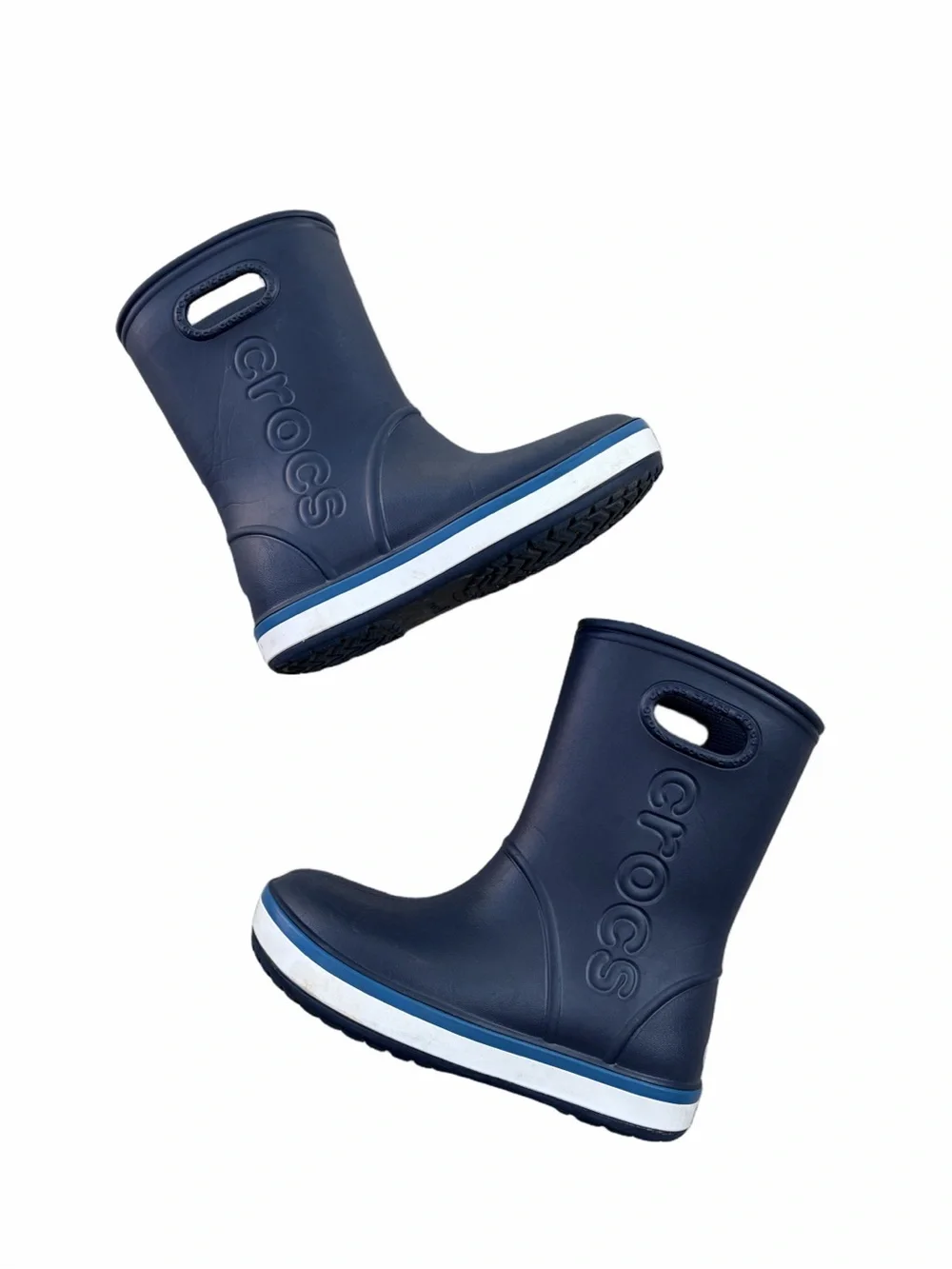 Crocs Big Kid Size 3 / J3 Navy Blue Crocband Pull On Rain Boots